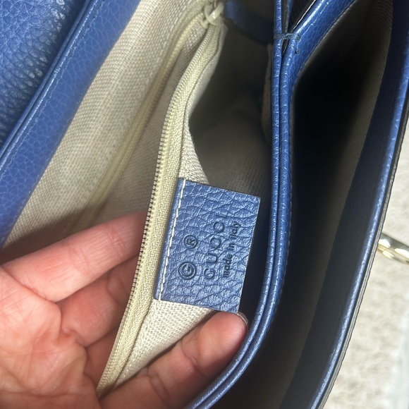 Blue Gucci interlocking gg with top handle shoulder bag gold hardware - Picture 3 of 9